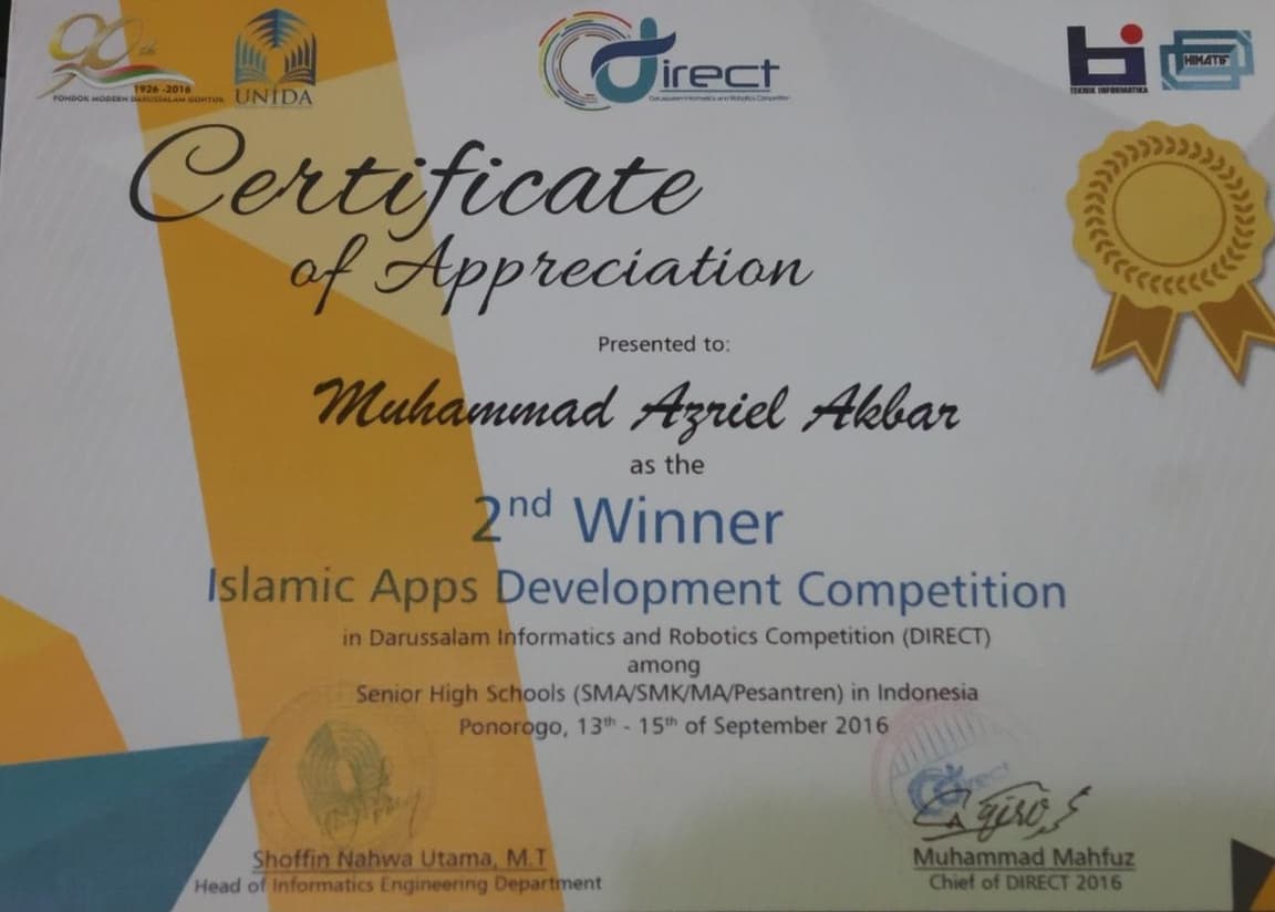 2nd Winner – Islamic Apps Development Competition
